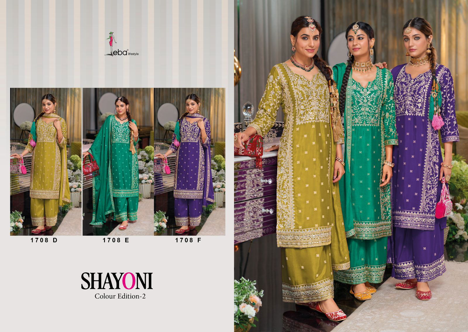 Shayoni Colour Edition 2 By Eba Chinon Embroidery Readymade Suits Suppliers In India